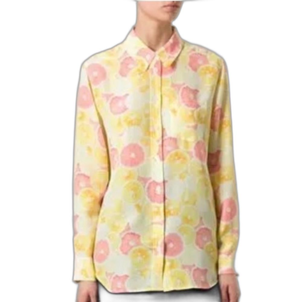 Equipment Reese Citrus Print Buttondown Silk Blouse Size SP